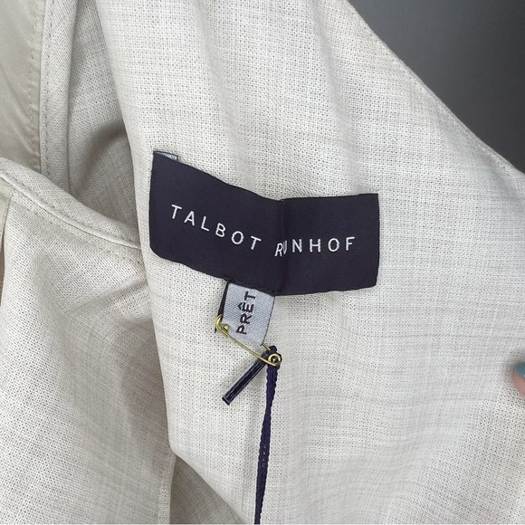 Talbot Runhof Cream draped wool-blend voile midi Dress Size 10 US / 40 D - Picture 6 of 11